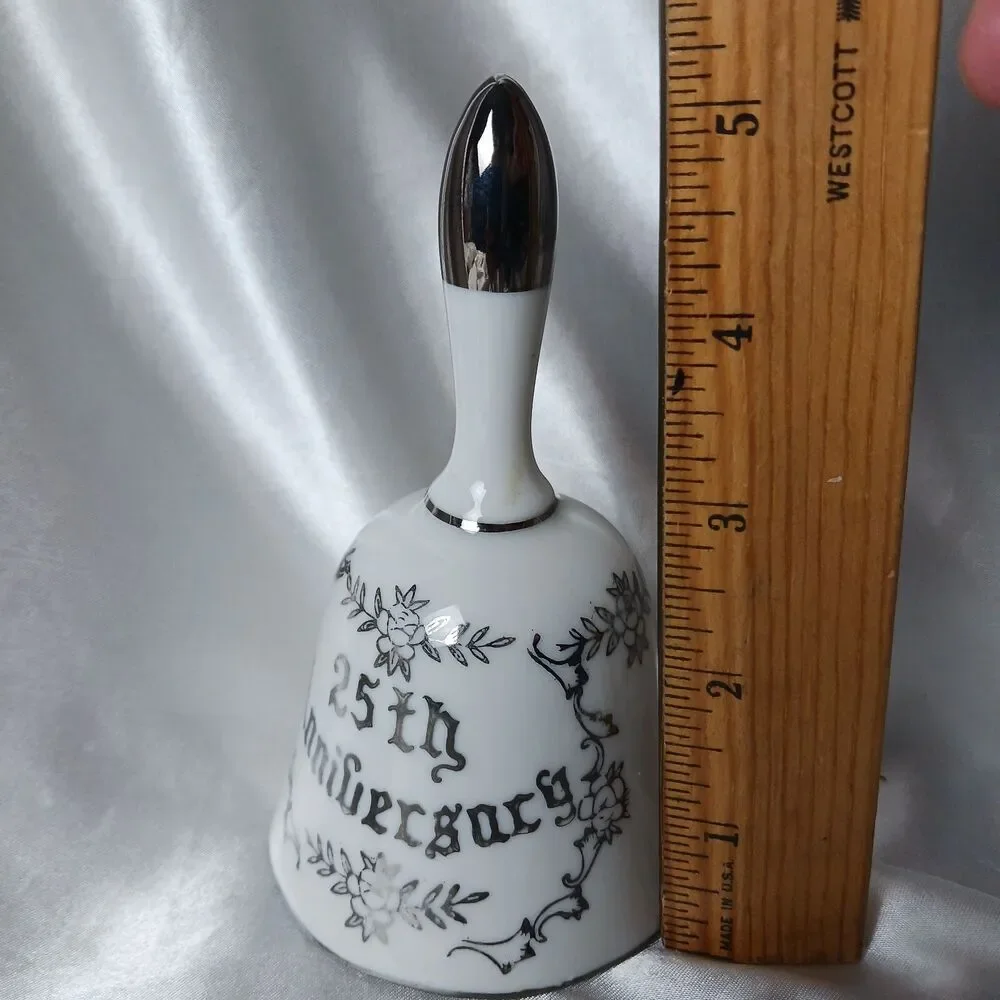 25th ANNIVERSARY SALT & PEPPER SHAKER SET WITH BELL